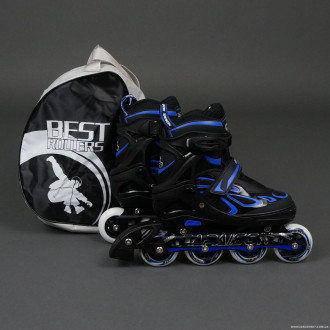 Ролики Blue - Best Rollers /размер 35-38/, колёса PU, без света, d=7см, сумка (6шт)