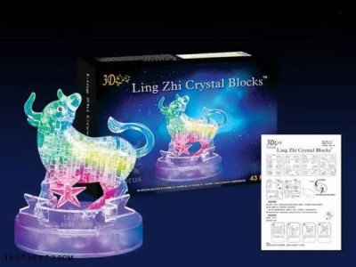 Пазлы 3D- кристалл Зодиак телец 9044A (72шт/2) светящ., 45 дет., в кор. 18*13*7см