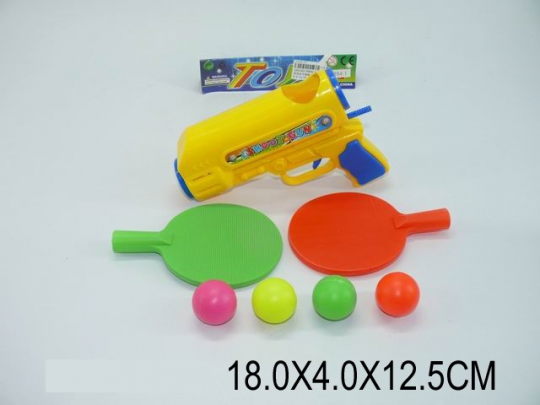 Набор для тенниса, пистолет, шарики, 2 ракетки, в п/э 18х4х12 /240/ Фото