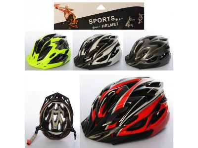 Шлем MS 3104 (24шт) 27-21cм, размер M, велосипедный, 17отверстий, микс видов, в кульке,24,5-35-13см