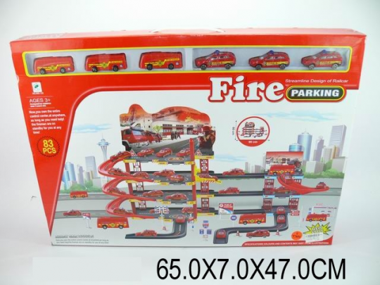 Парковка &quot;Пожарная служба&quot;, 83 дет., 3 автобуса + 3 машинки, в кор. 65х7х47 /12-2/ Фото