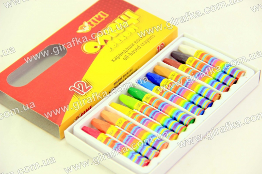 Цветные карандаши восковые 12 цветов &quot;Tiki&quot; Фото