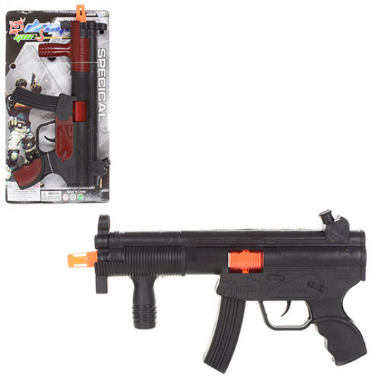Автомат MP5S-1-3 (264шт) 26,5см, трещотка, искрит, 2 цвета, на листе, 15,5-28,5-3,5см Фото