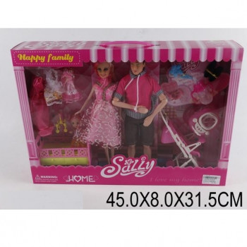 Кукла типа &quot;Барби &quot;Семья &quot; KX9909  с Кеном, куколкой, одежд.ходунки, коляска