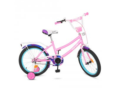 Велосипед детский PROF1 18д. Y18162 (1шт) Geometry, розовый(мат),звонок,доп.колеса