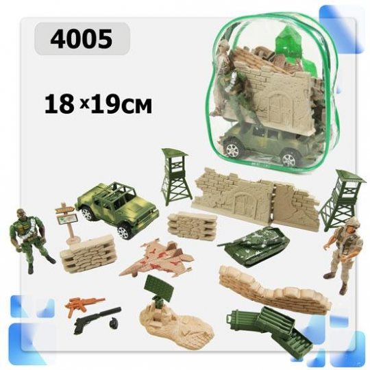 Военный набор 4005 (72шт/2) оружие, солдатики, в сумке 19*18см Фото
