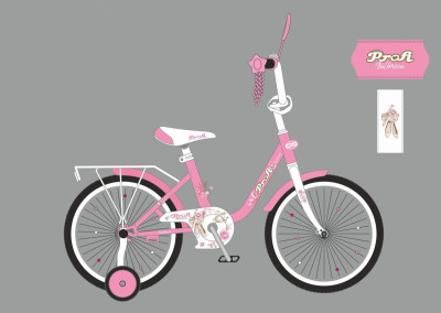 Велосипед детский PROF1 18д. Y1881 (1шт) Ballerina,SKD45,розовый,звонок,фонарь,доп.кол