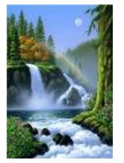Картина по номерам &quot;Водопад в лесу&quot; 40*50см,крас.-акрил,кисть-3шт.(1*30)