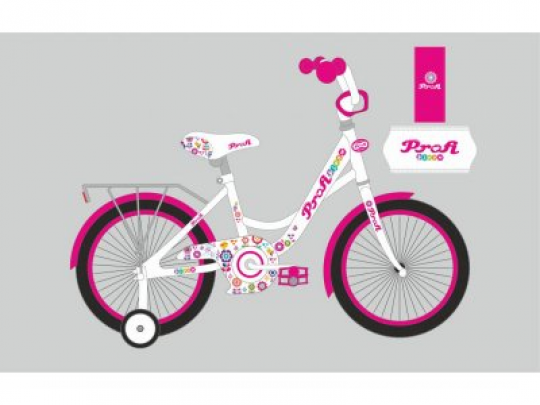 Велосипед детский PROF1 18д. Y1825 (1шт) Bloom, бело-малинов.,звонок,доп.колеса Фото