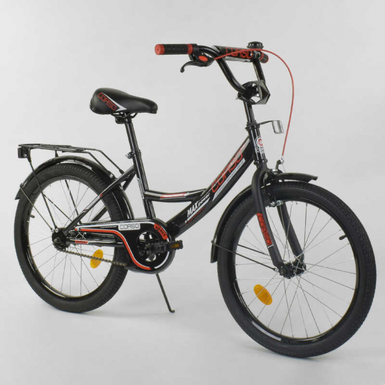 Велосипед 20&quot; дюймов 2-х колёсный  &quot;CORSO&quot; CL-20 Y 3230 (1)ЧЕРНЫЙ, ручной тормоз, звоночек, СОБРАННЫЙ НА 75% в коробке Фото