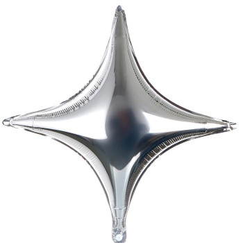 Шар фольга звезда четырехконечная серебро 18&quot;, 44 см