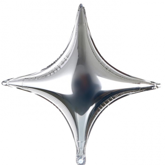 Шар фольга звезда четырехконечная серебро 18&quot;, 44 см Фото