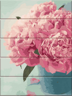 Картина по номерам на дереве &quot;Розовые пионы&quot;, в кор. 30*40см, ТМ ArtStory
