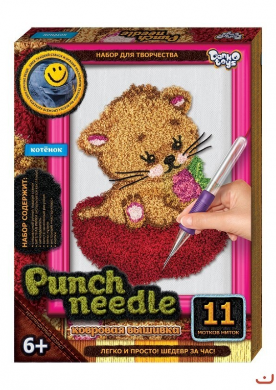Ковровая вышивка Punch Needle Котик Фото
