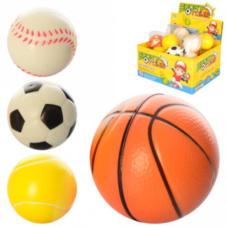 Мяч детский фомовый E2505 (864шт) 6см, 24шт(4 вида) в дисплее,25-18,5-12,5см