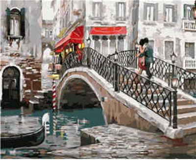 Набір для розпису по номерах VA-1596 &quot;Пара на мосту у Венеції&quot; розміром 40х50 см