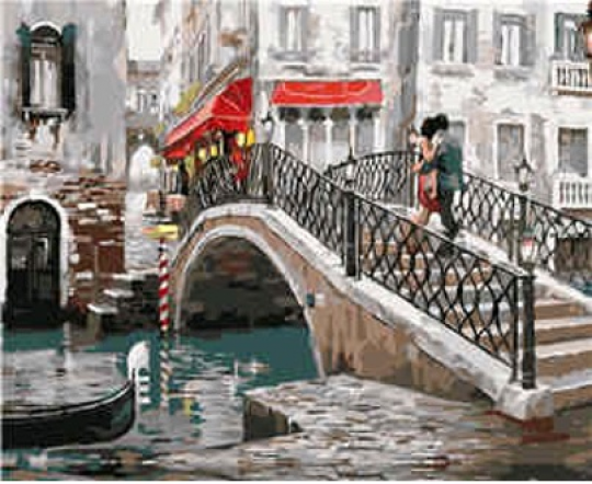 Набір для розпису по номерах VA-1596 &quot;Пара на мосту у Венеції&quot; розміром 40х50 см Фото