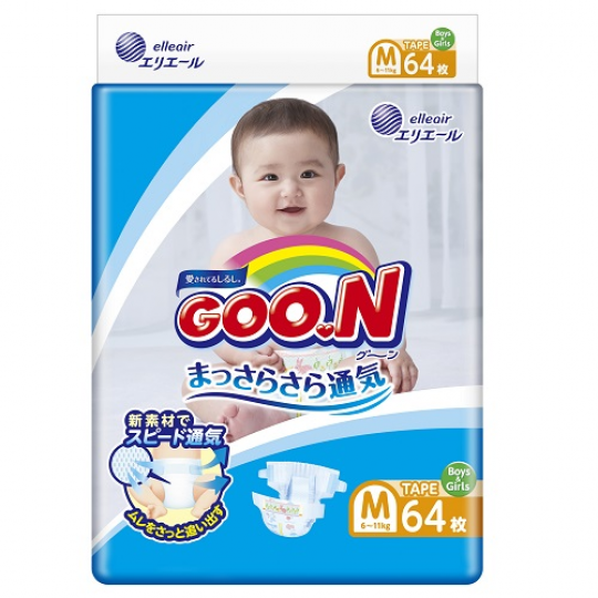 Подгузники GOO.N для детей 6-11 кг (размер M, на липучках, унисекс, 64 шт) Фото