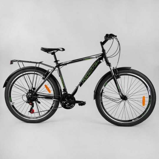Велосипед Спортивный CORSO «Phantom» 26&quot; дюймов 83474 (1) рама металлическая, SunRun 21 скорость, крылья, багажник, собран на 75% Фото