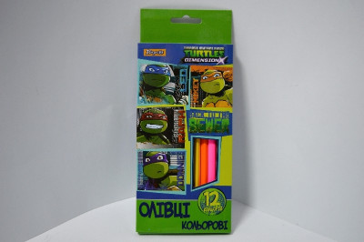 Цветные карандаши 12цв. '1 Вересня'Ninja Turtles'