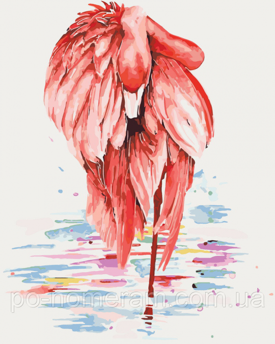 Роспись по номерам Животные, птицы &quot;Грациозный фламинго 2&quot;, в термопакете 40*50см Фото