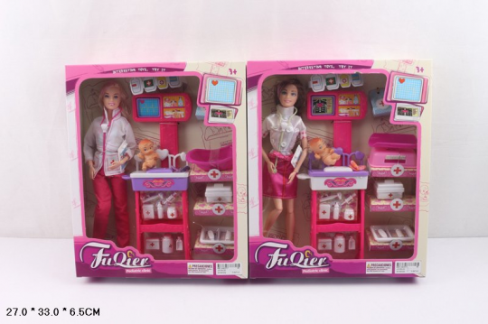 Кукла типа &quot;Барби &quot;Доктор &quot; JX100-23 (36шт/2) 2 вида, с мебелью, ребенком, аксесс, в кор.27*7*33см Фото