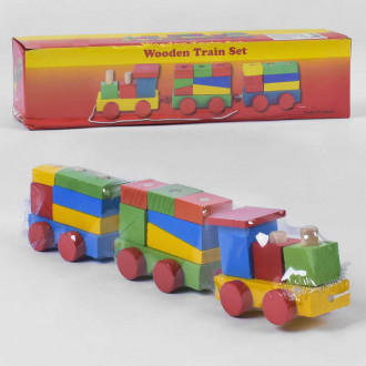 Деревянный конструктор Поезд С 39264 (80) в коробке