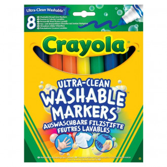Фломастеры, широкие, смываемые, 8 цветов, 3+, в кор. 17*13см, ТМ Crayola