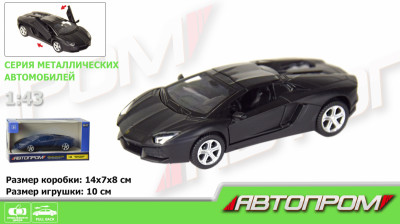 Машина метал. 7617 (96шт/2)&quot;АВТОПРОМ&quot;  1:43 Lamborghini Aventador LP700-4 Roadster (matte black seri