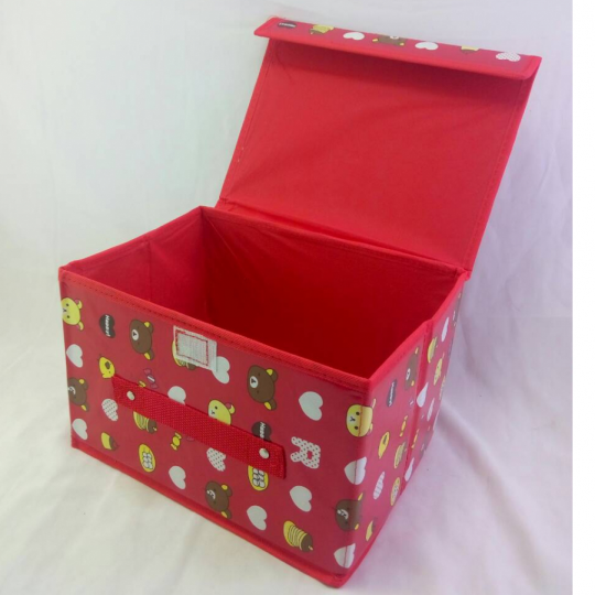 Ящик для хранения, ПВХ 26*20*16 см красный с мишками Фото