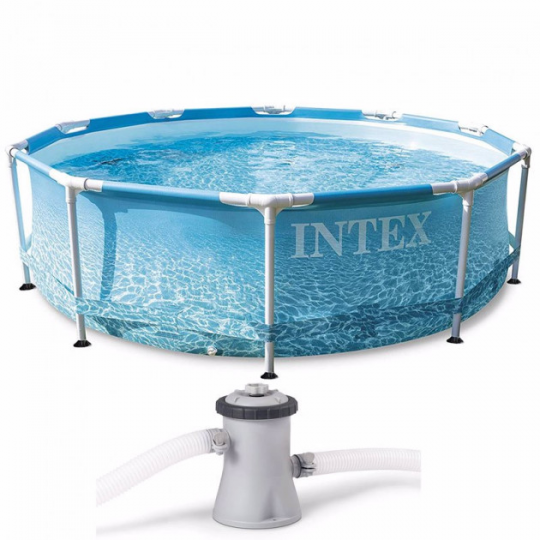 Круглый каркасный бассейн Intex 28208 (305 x 76 см) Metal Frame (В комплекте картриджный фильтрующий насос) Фото