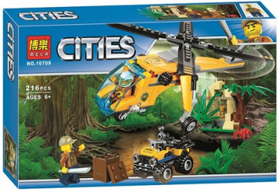 Конструктор BELA CITIES Вертолет и джунгли, 216 деталей (10709)