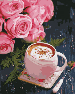 Картина по номерам &quot;Кофе и розы&quot;,  в кор. 40*50см, ТМ ArtStory