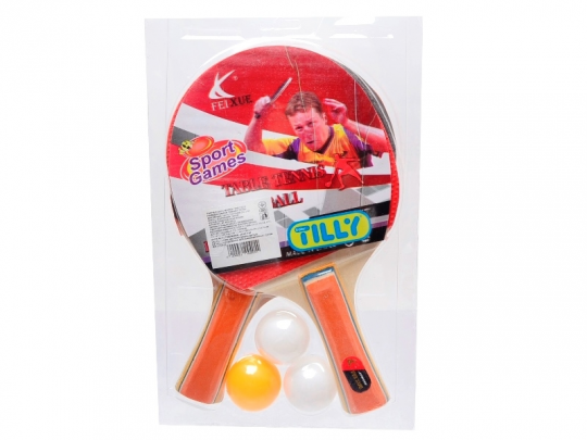 Теннис наст.BT-PPS-0011 ракетки (1см,цвет.ручка)+3мяча пласт.ш.к./50/ Фото