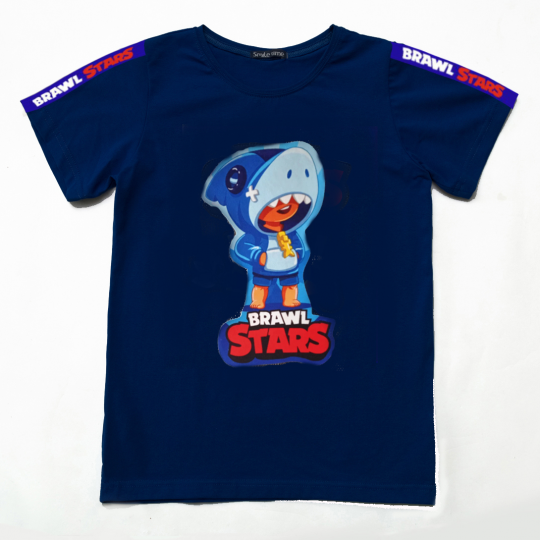 Футболка SmileTime для мальчика Shark Brawl Stars, темно-синяя Фото