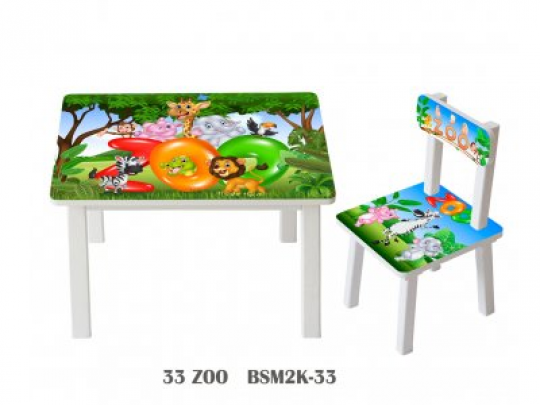 Детский стол и стул BSM2K-33 Zoo - Зоопарк Фото