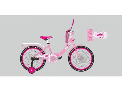 Велосипед детский PROF1 20д. XD2011 (1шт) Princess,розовый,свет,звонок,зерк.,подножка