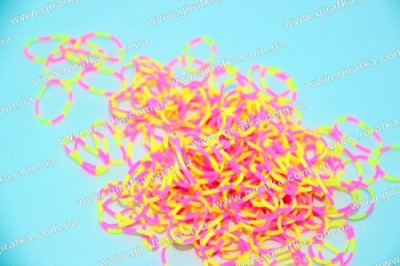 Полосатые резинки для плетения 200 штук желто-розовые купить