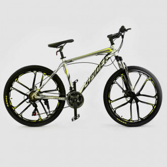 Велосипед Спортивный CORSO 26&quot;дюймов JYT 006 - 2220 GREY-YELLOW SPIDER (1) Алюминий, 21 скорость