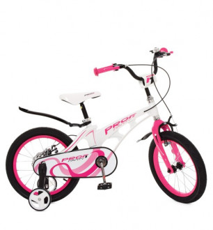 Велосипед детский PROF1 16д. LMG16204 (1шт) Infinity,магнез.рама,бел-розов.,звонок,доп.кол