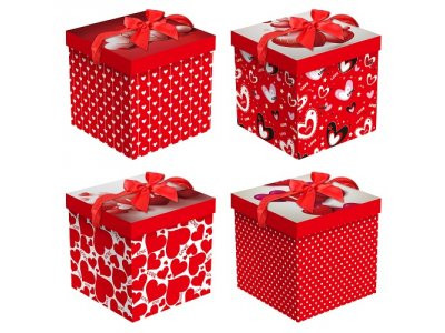 Коробка подарочная бумажная &quot;Hearts&quot; 10*10*10см R87620 (1500шт)