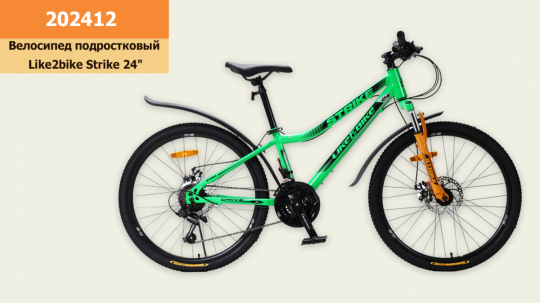 Велосипед подростковый 2-х колёсн. 24&quot; Like2bike Strike, зелёный,рама сталь 12,5&quot;,21-ск, Disk brake, сборка 85 Фото
