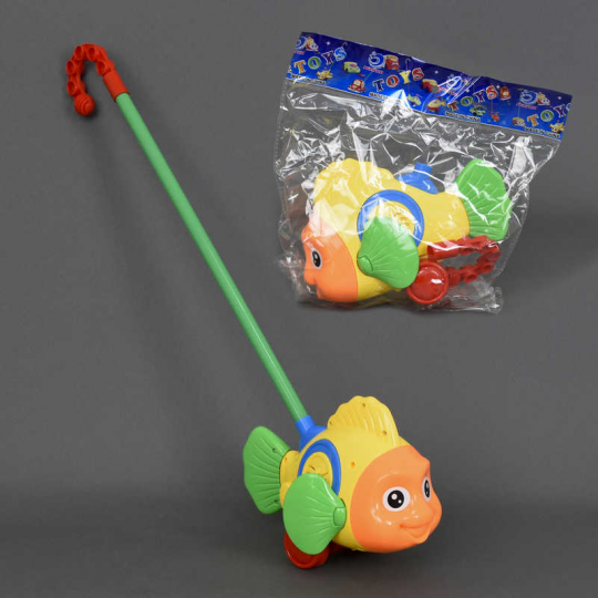 Каталка 0366 (96) &quot;Рыбка&quot; на палочке, с погремушкой, двигает плавниками, в кульке Фото