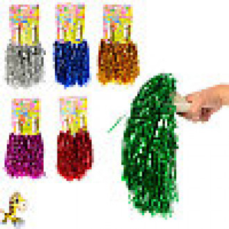Аксессуары для праздника(помпон 30 см , ручка пластик,фольга), 6 цв., на планш.13,5392см цена за пару