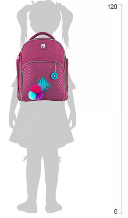 Рюкзак школьный Kite Education Fruits для девочек 760 г 38x29x16.5 см 15.5 л Темно-розовый (K20-706S-3) + пенал в подарок Фото