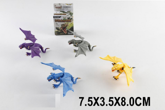 Животные 055 (640шт/2) дракон, 4 цвета, в кор. 7, 5*3, 5*8см Фото