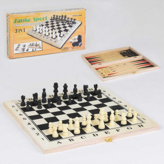 Шахматы деревянные С 36817 (54) 3 в 1, в коробке