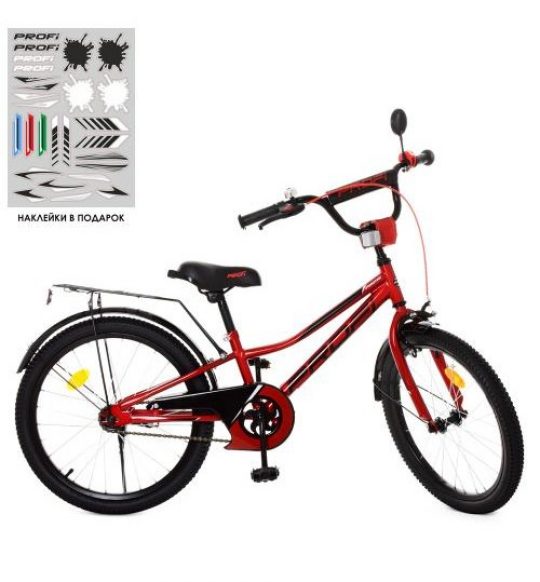 Велосипед детский PROF1 20д. Y20221 (1шт) Prime,красный,звонок,подножка Фото