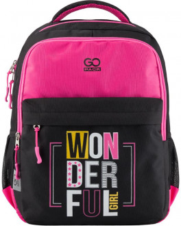 Рюкзак школьный GoPack 0.5 кг 38х28х18 см 20 л Черный с розовым (GO19-115M)