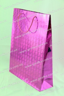 Пакет подарочный голографический розовый 38*38*12 см